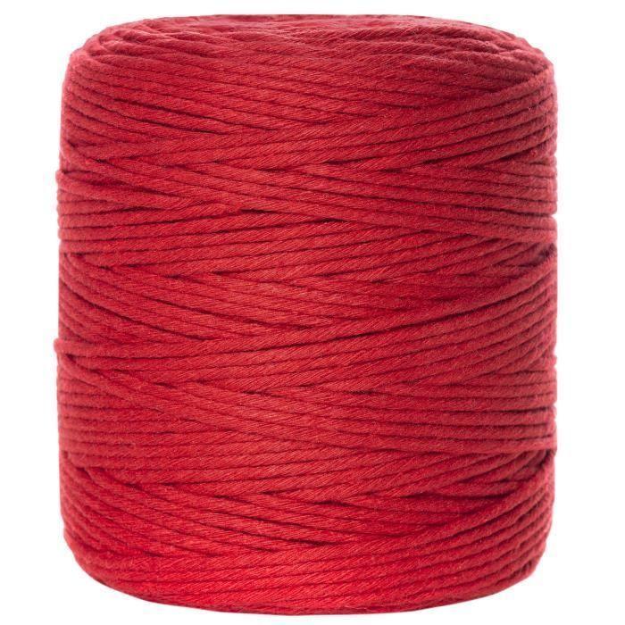 Corde Macramé - Creative Deco - 3mm X 200m - Fil De Coton Rouge - 15 Plis - Cordelette Naturel