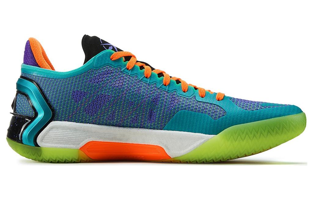 Li Ning Blade 4 V2 Cushioning Slip Resistant Lightweight Rebound Low top Basketball Shoes Men's Purple Green ABAU037-6