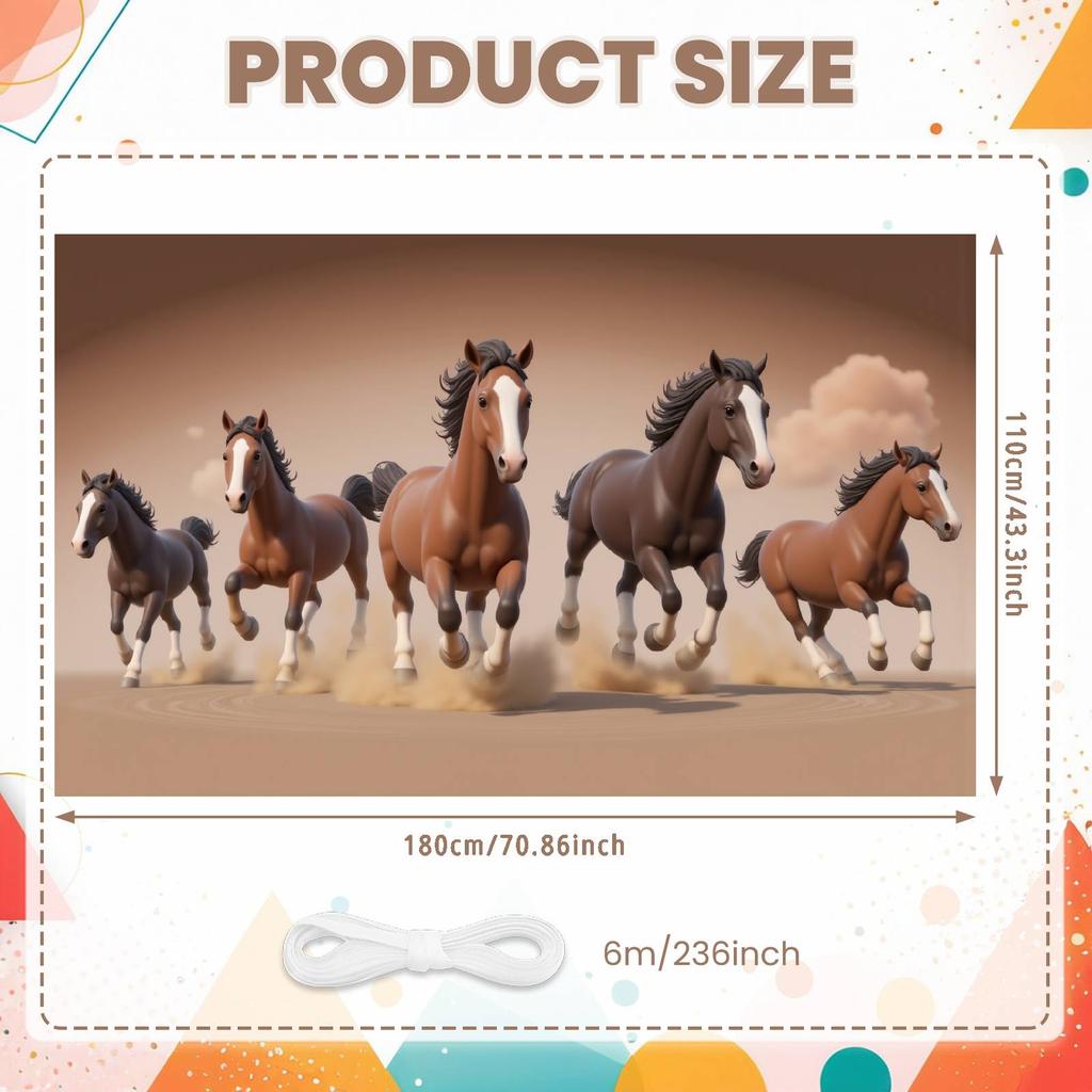 Horse Banner Running Horse Pattern Equine Display Horse Themed Banner Desert Scene For Western Themed Party Cowboy Themed