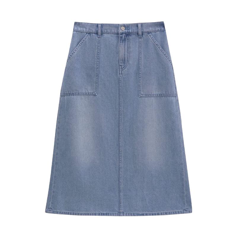 GAP Women s 2026 Spring Washed A-line Denim Midi Skirt 160/66A