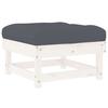 Garden Stool with Cushion White Solid Pine Wood