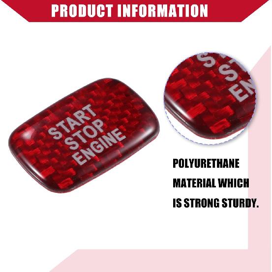 Carbon Fiber Pattern Engine Start Button Cover Trim for Volvo S60 / Inner Push Start Stop Button Trim Sticker/Durable Polyurethane / 1 Pcs Red