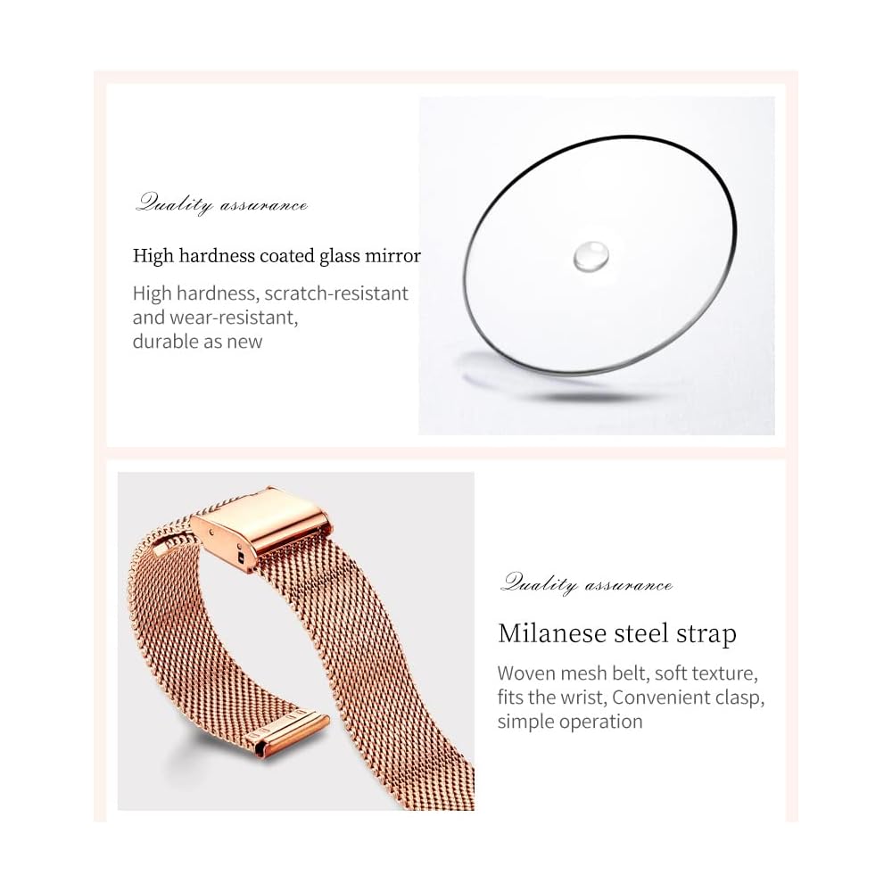 OLEVS Women's Minimalist Casual Watch Rose Gold Leather Band Waterproof Analog Quartz with Date Calendar