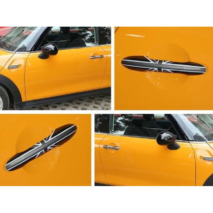 Black Union Jack UK Flag Pattern Vinyl Sticker Decal For Mini Cooper Door Handle
