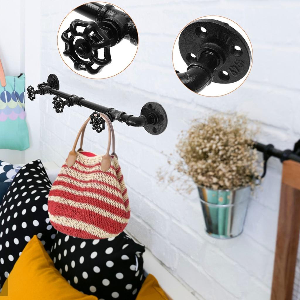 

Черная вешалка из промышленных труб, настенная вешалка для одежды, настенно-потолочная вешалка для одежды, органайзер для прачечной