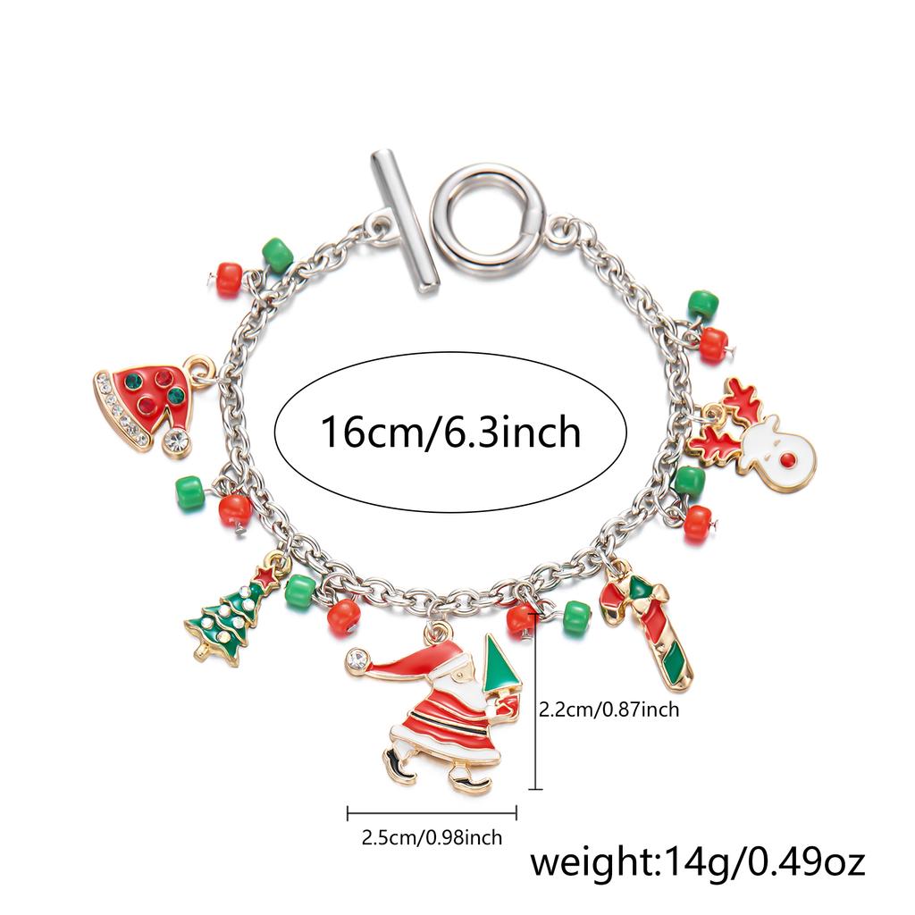 Cute Christmas Series Santa Claus Tree Elk Pendant Bracelets for Women Handmade OT Chain Thanksgiving Xmas Party Jewelry Gifts