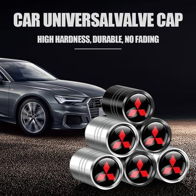 Cwkzum1 4Pcs Metal Car Wheel Tire Valve Caps Stem Case Cover Accessories For 9 Ralliart X EX ASX Colt Outlander Pajero Lancer