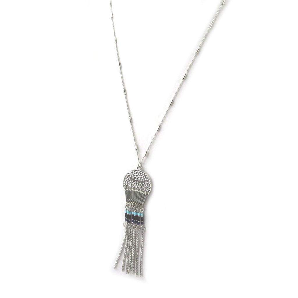 Les Trésors De Lily [N8173] - Silver Turquoise 'Altai' Designer Necklace