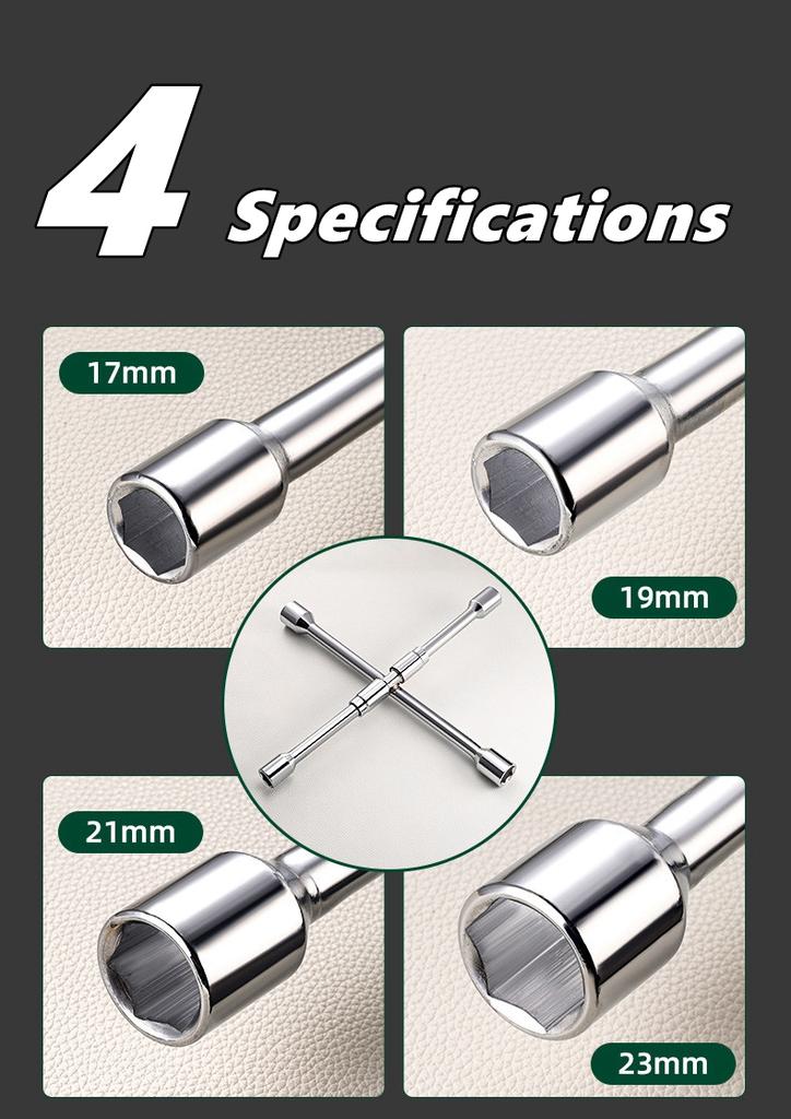 Xiaomi 17/19/21/23mm Folding Cross Lug Wrench Car Tire Repair Tool Labor-Saving Auto Socket Spanner Adjustable Wheel Nut Lug Remover