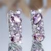 Cute Female Purple Zircon Stone Hoop Earrings Fashion Silver Color Wedding Jewelry For Women