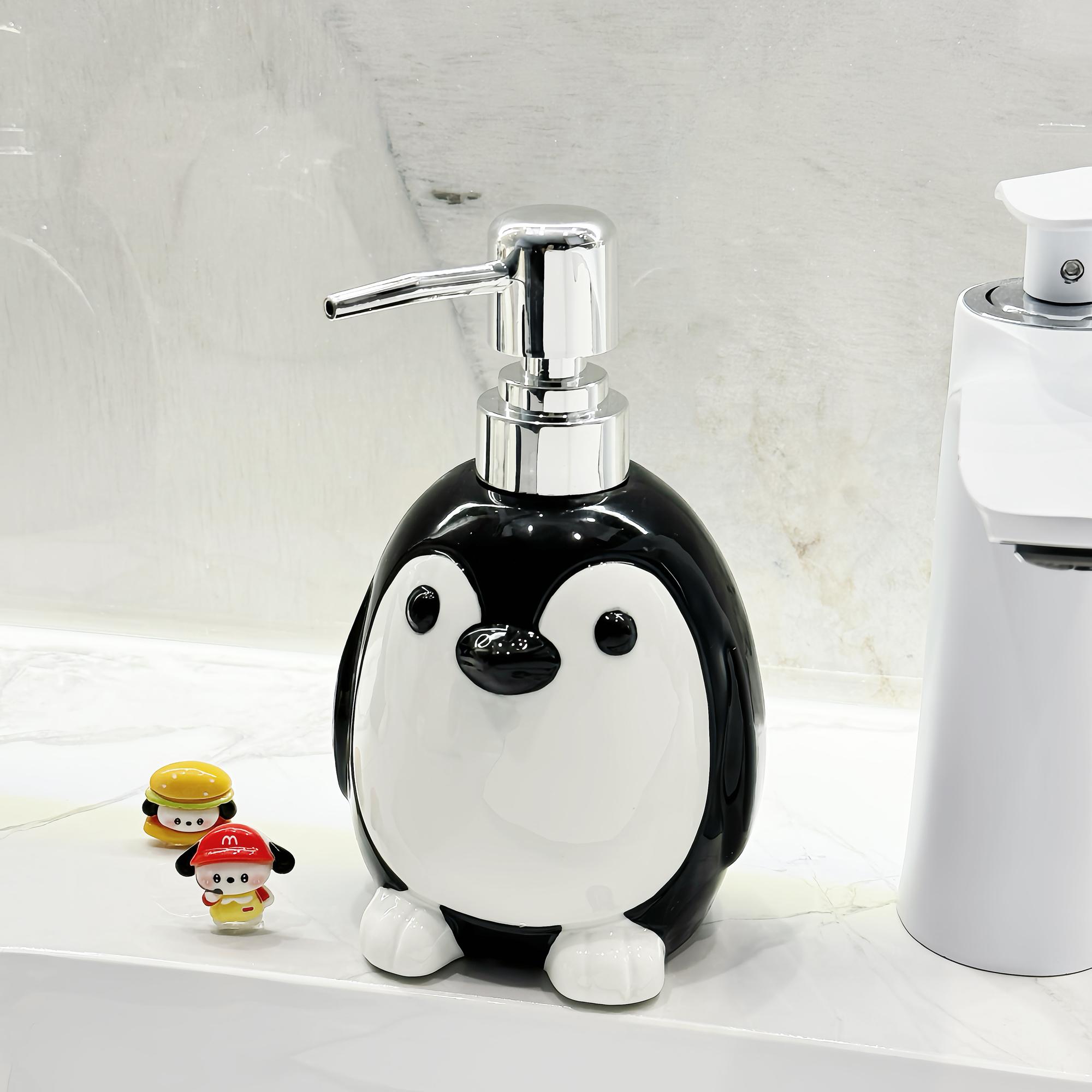 

Cute Penguin Hand Wash Bottle Press Ceramic lotion Bottle Bathroom Shower Gel Shampoo Bottle soap dispenser bathroom accessories