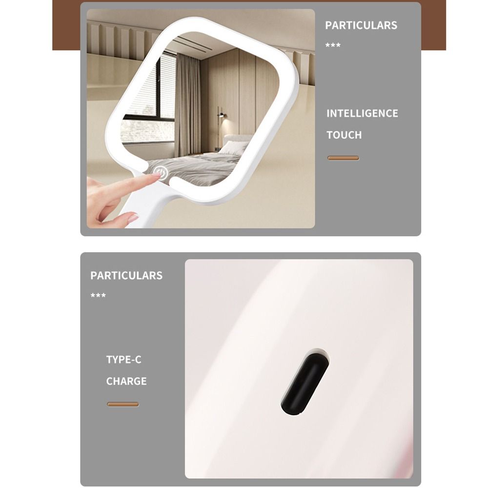 Square/Round LED Makeup Mirror Fill Light Cosmetic Mirror Portable Vanity Mirror  Travel