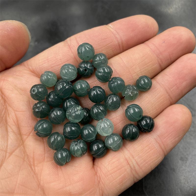 8 мм Голубой Водный Нефрит Тыква Резные Круглые Бусины, Россыпью Diameter approx 8mm
