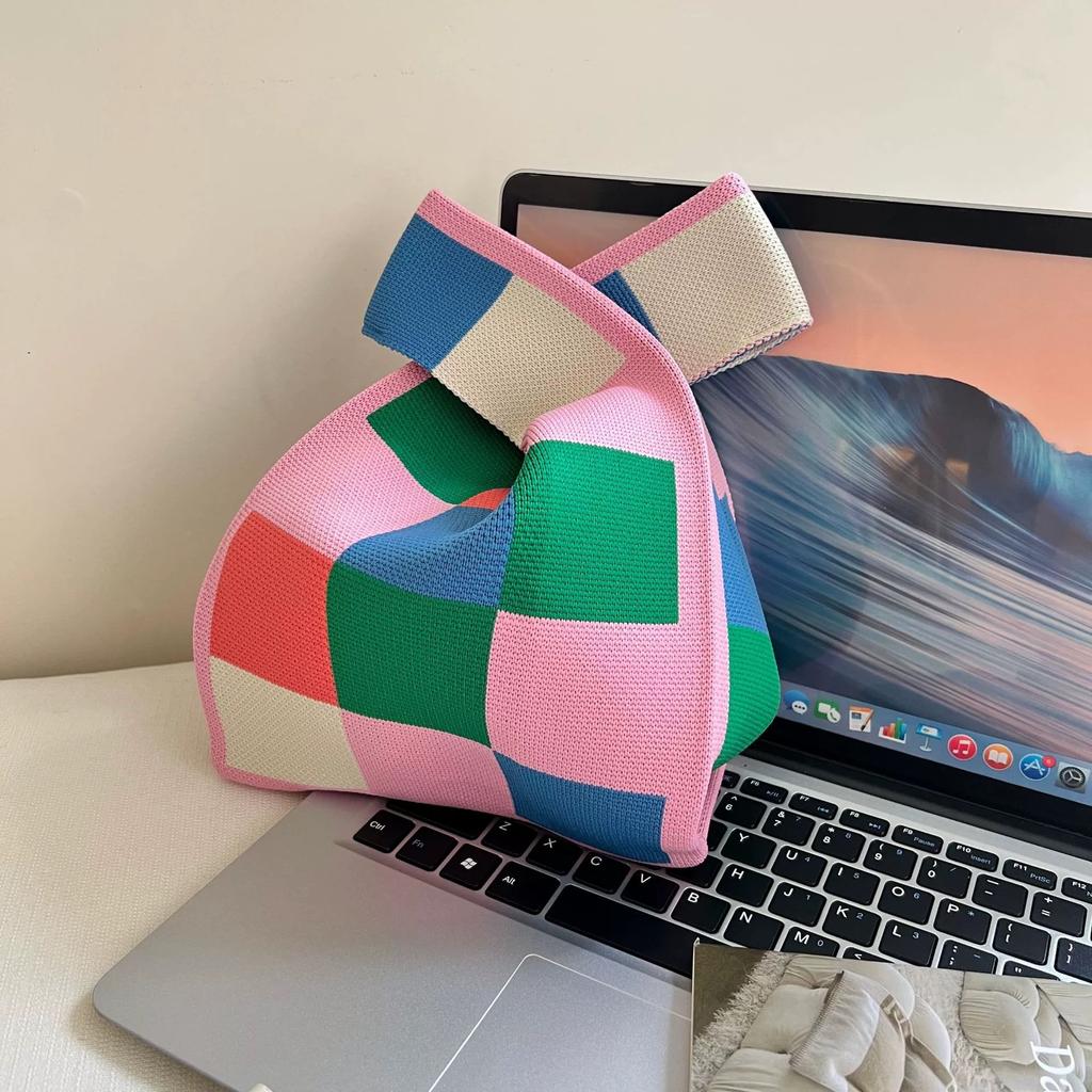 New girl knitted bag handbag shoulder bag tote bag fashion style trend personality leisure bag