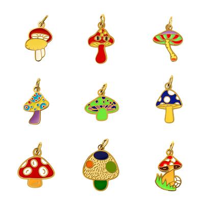 Summer On The New National Tide Does Not Fade Niche Dripping Oil Colored Mushroom Necklace Accessories Diy Design Pendant Female