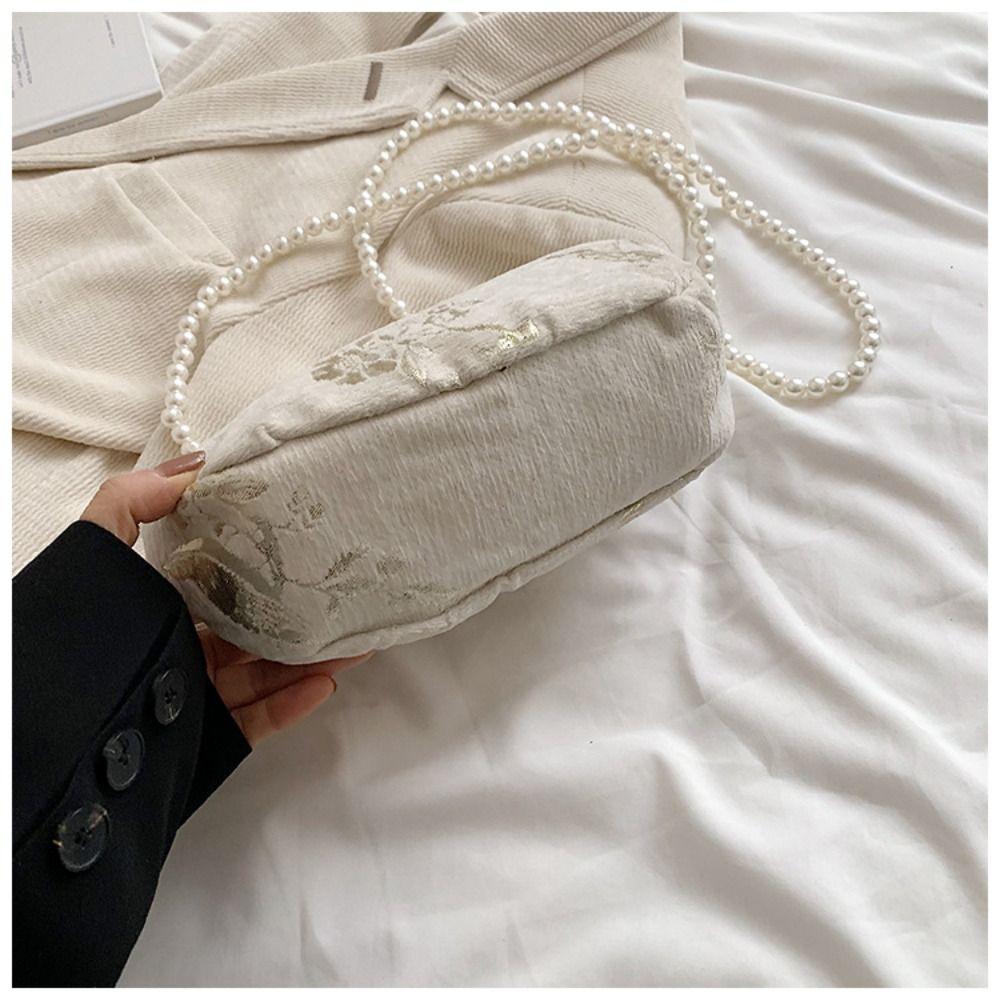 Pearl Chain Hanfu Embroidery Handbag Embroidered Cheongsam Bag Chinese Style Handbag  Wedding