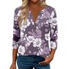 3/4 Sleeve Womens Tops For Women Henely Tops Button V Neck  Loose Fit Dressy Womens Summer Tops