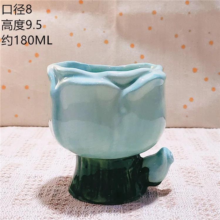 1 ud. 180 ml Tulipán Degradado Flor Pintado a Mano Taza de Agua Portavelas Taza de Cerámica Caja de Joyería de Interior