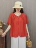 Summer New Modal Cotton Linen Loose Oversized V-Neck Sweatshirt Shirt Women's T-Shirt