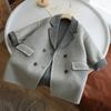 Kids' Korean-Style Gray Faux Cashmere Wool Coat for Autumn/Winter 2025 - Fashionable Double-Sided Woolen Jacket for Boys and Girls