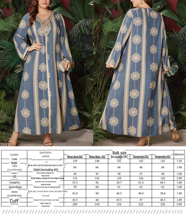 Bestseller: Orientalisches Patchwork-Blumenkleid in Übergröße, Elegantes Temperament, Frühjahrs-/Herbstmode