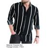 Striped Print Men Shirt Turn-down Collar Top Long Sleeve Buttons Closure Business Shirt Male Clothing