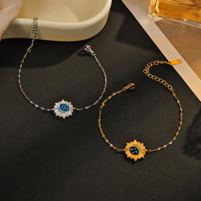 Niche Design Sense Versatile Gold Star Moon Drip Oil Bracelet
