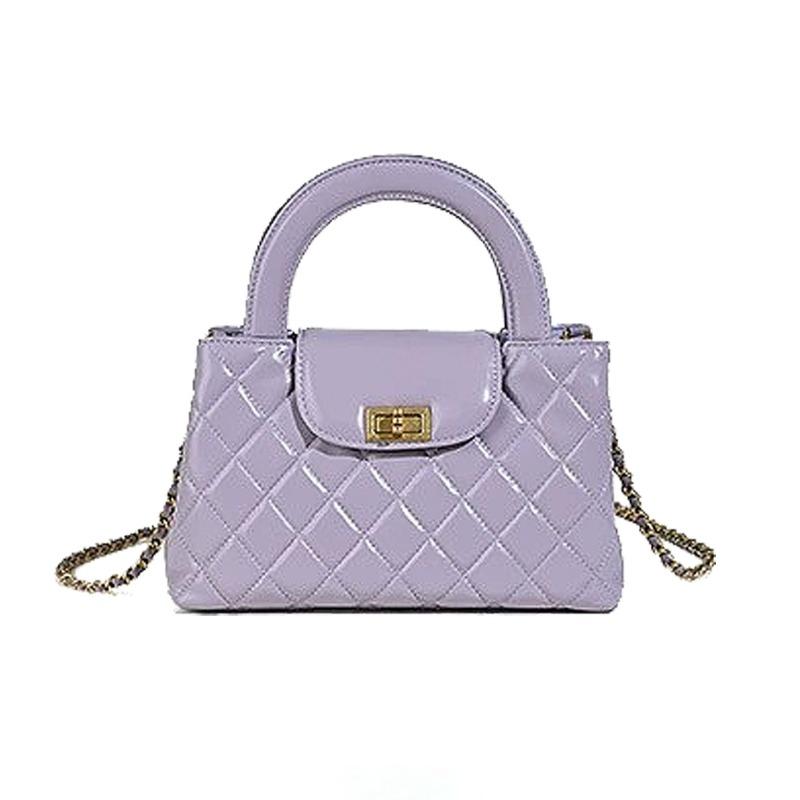 

Кожаная сумка-ромб, высококлассная женская сумка через плечо, маленькая квадратная сумка. Small: 20 * 6 * 12cm лаванды фиолетового