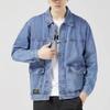 Spring Autumn Fashion Men's Casual Trendy Multi Pocket Solid Color Denim Jacket Coat Loose Jean Jacket Male Tops