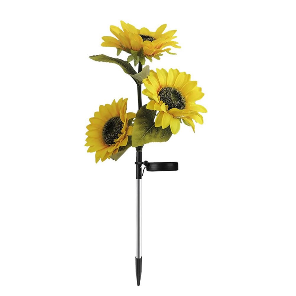 Outdoor Solar Sunflower Lights Solar Powered Sunflower Lights with 3 Sunflower Heads LED Solar Lights for Patio Lawn