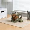 3D Sculpted Animal Resin Mug Handcrafted Stainless Steel Interior Coffee Cup Double-Walled Gift for Cup Animal Lovers