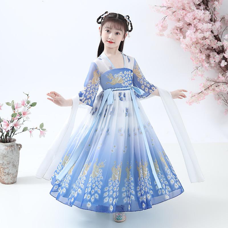 

Ханфу девушка в китайском стиле тканевое летнее платье античный костюм Тан костюм супер феи платье маленькая девочка юбка русалки принцессы нижнее белье XXXL