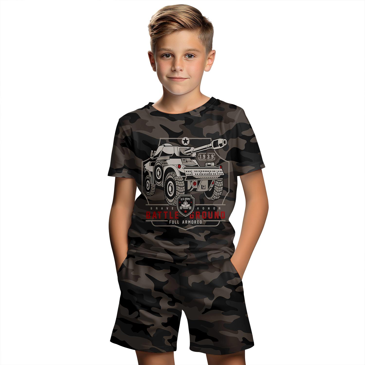 

Дитячий одяг Костюм для хлопчика 3D камуфляж Літній комплект футболок з короткими рукавами Шорти Одяг для хлопчиків Дитячі комплекти 100