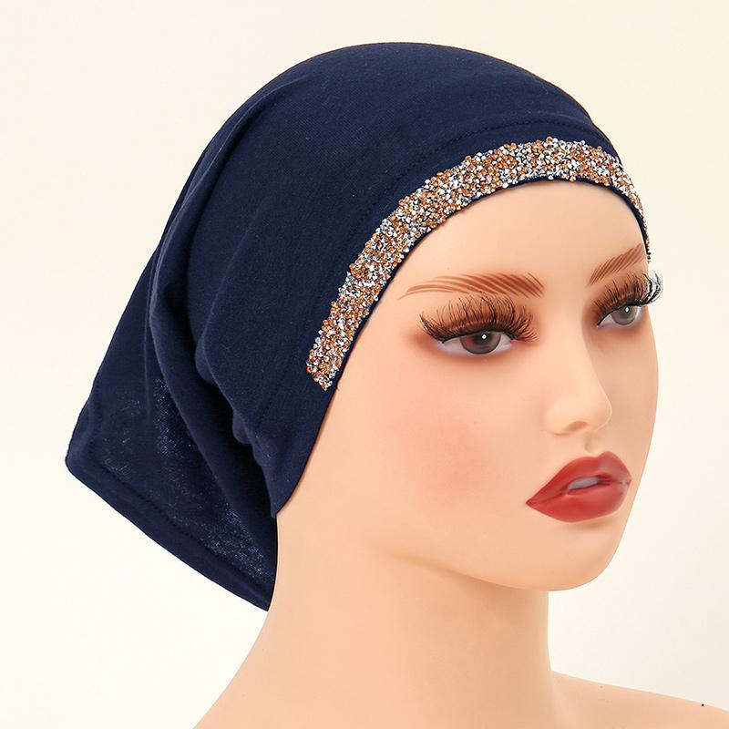 Modal Cotton Diamonds Undercap Stretchy Hijab Plain Soft Bonnet Muslim Women Elastic Inner Hijab Turban Islam Underscarf