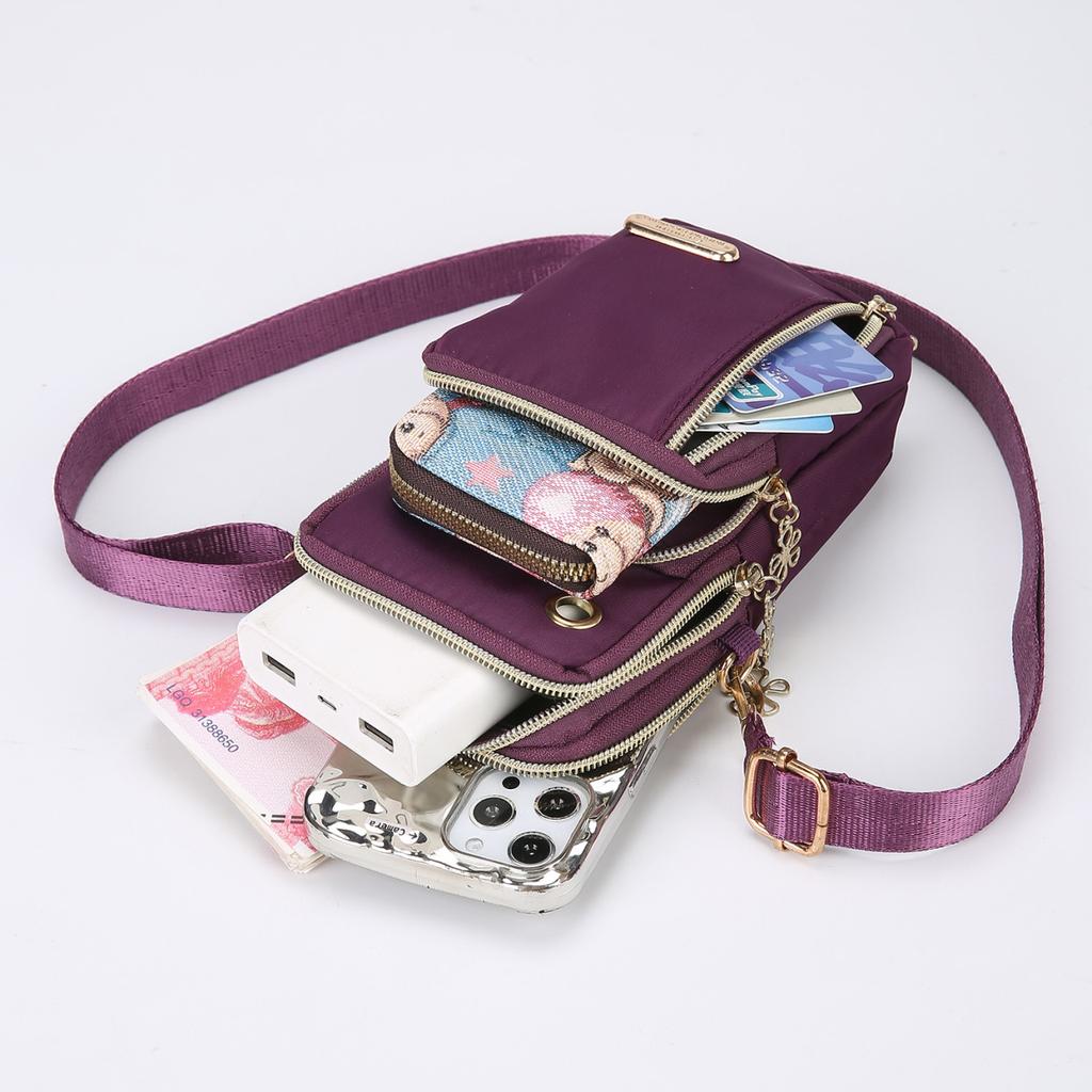 Minimalist Women's Phone Sling Bag – Lightweight Nylon Crossbody with ID Pocket, Ideal for Travel & Shopping