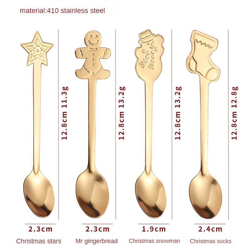 HANYANG Christmas Gift Small Spoon Snowman Spoon Scandinavian Style Cutlery Giveaway Spoon Gift Box Christmas Gift Box Gingerbread Spoon