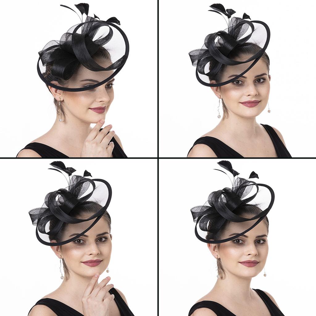 Feather Headpiece Breathable Fascinator Hat With Headbands and Clip For Themed Event Cocktail Wedding Costumes
