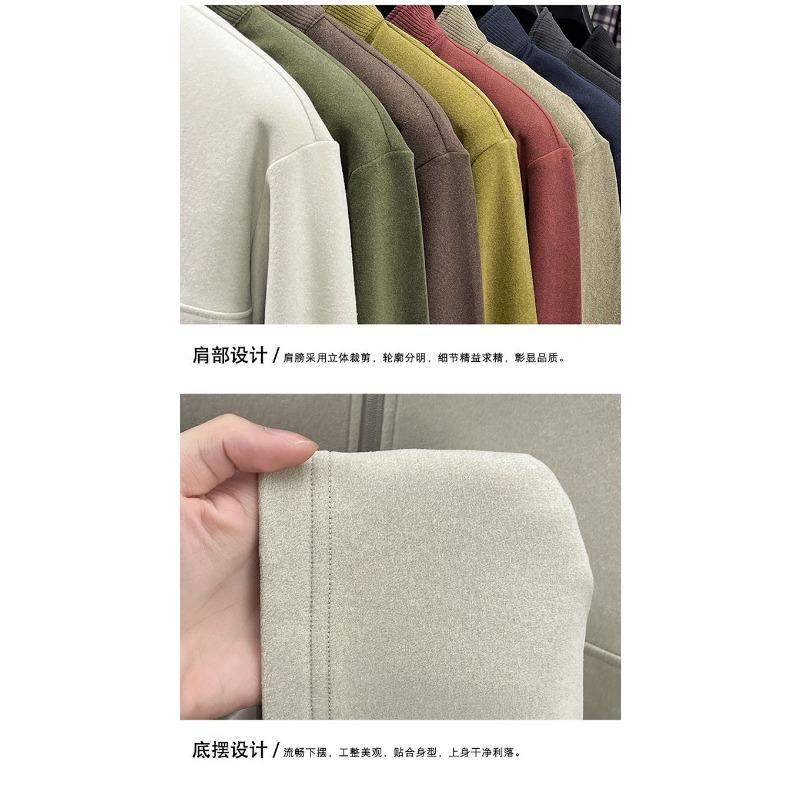 Men S Casual Thick Fleece Stand Collar Long Sleeve Pullover Sweatshirt