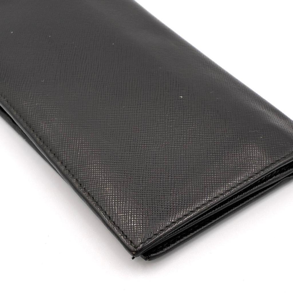 Used PRADA Bifold Long Wallet Billfold NERO Saffiano Leather Black