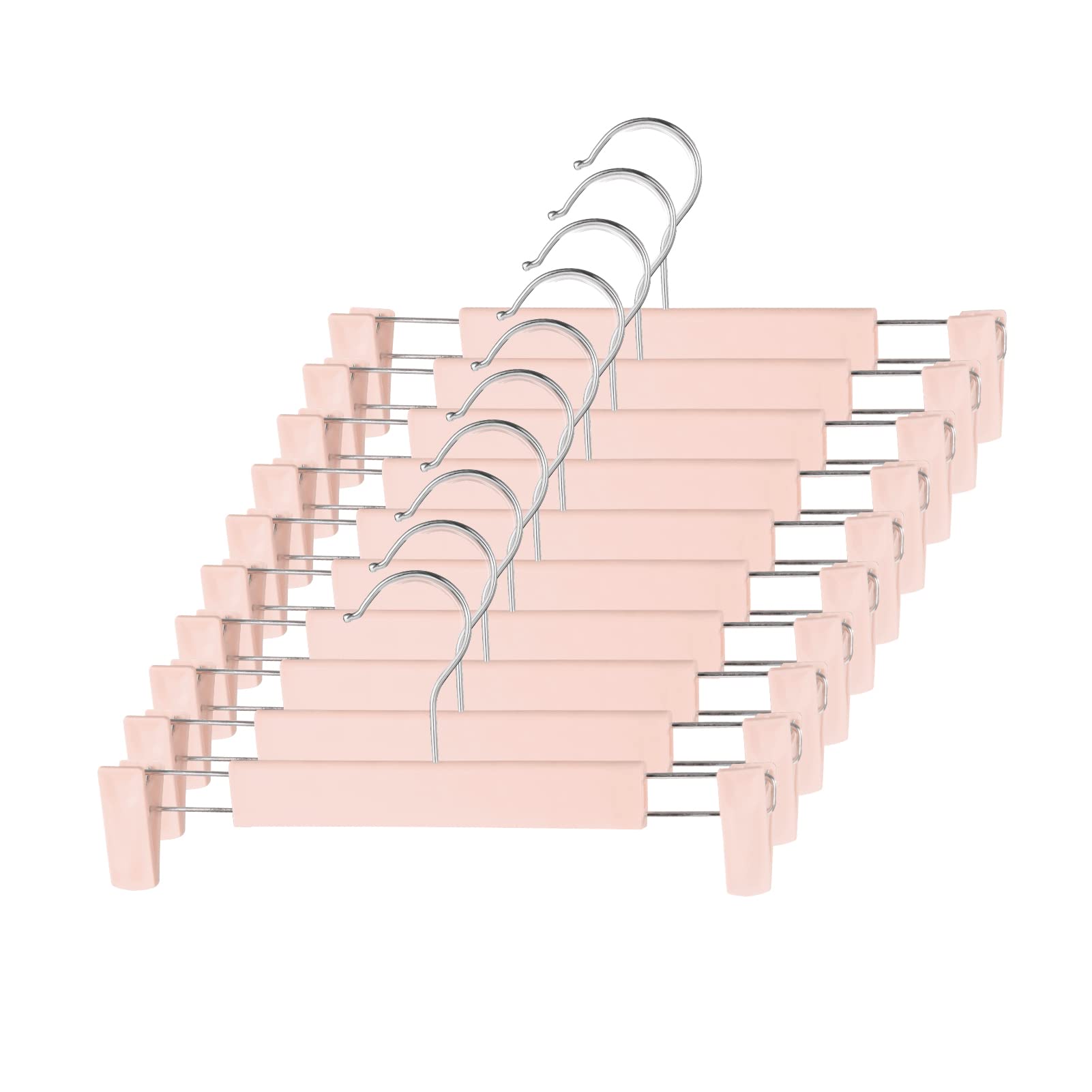 

10 Pack Pants Hangers with Adjustable Non-Slip Clips Anti-Rust Hanging Hook for Trouser,Skirts,Jeans,Clothes Hangers 10PCS рожевий