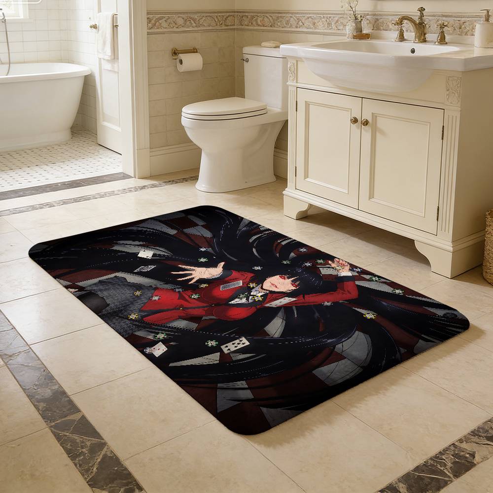 Popular Anime K-kakegurui Girls Floor Mat Rectangle Anti-slip Home Soft Badmat Front Door Indoor Outdoor Mat Welcome Doormat