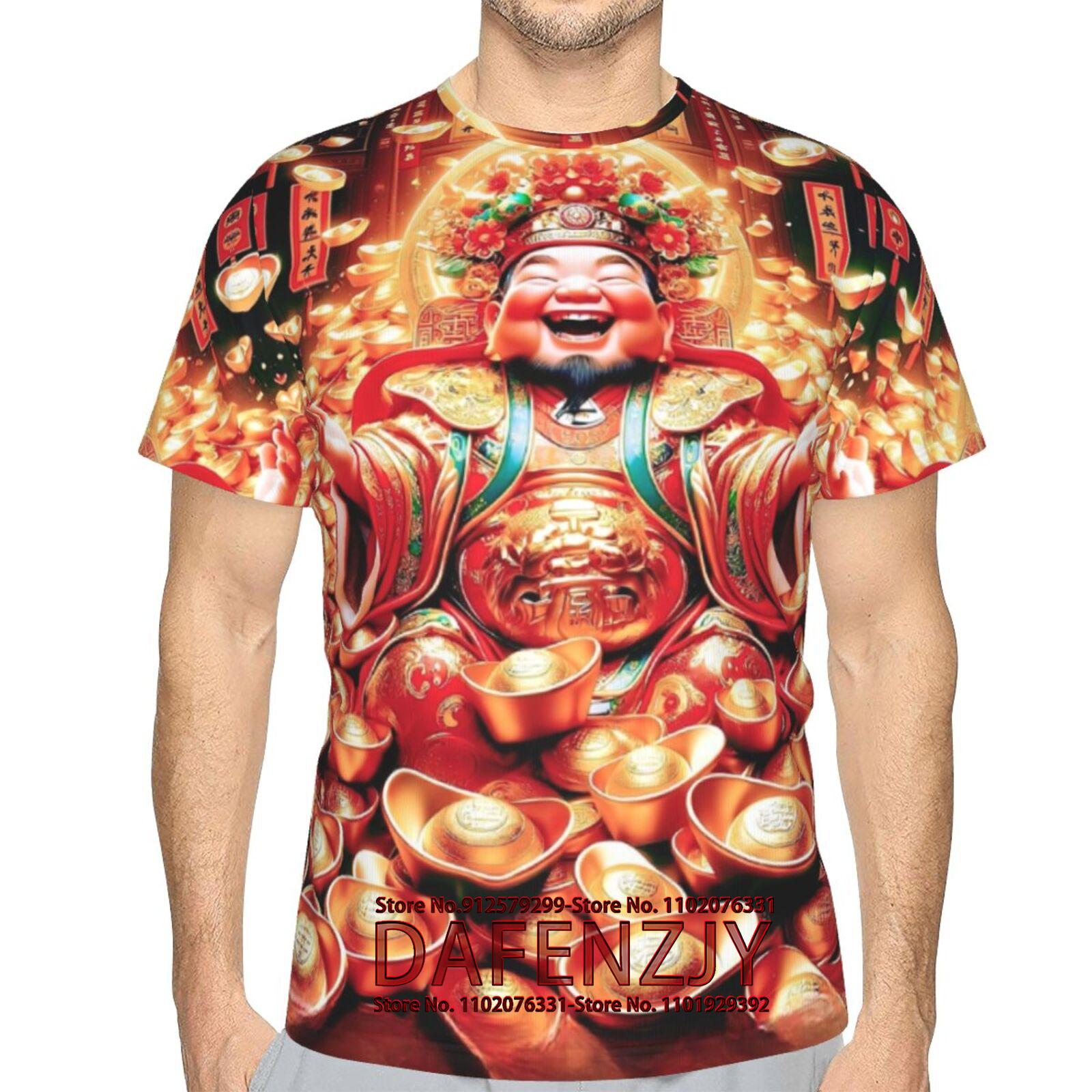 

Футболка God of Wealth 3D для мужчин, модные топы с коротким рукавом и круглым вырезом в стиле хип-хоп, абстрактные мужские футболки Harajuku, футболки больших размеров, рубашка S синий