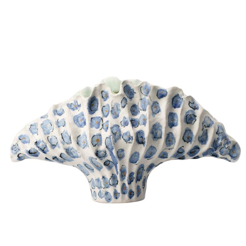Abstract Ceramic Handicrafts Pleated Flowerpot Shell Vase Wavy Flower Vase Flower Arrangement Home Decoration Accessories