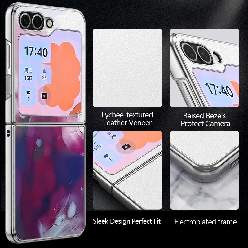 Colorful Marble Case For Samsung Z Fold 8 Ultra 7 6 5 Luxury Plating Leather Skin Hard Phone Cover For Galaxy Z Fold8 Fold7 Fold6