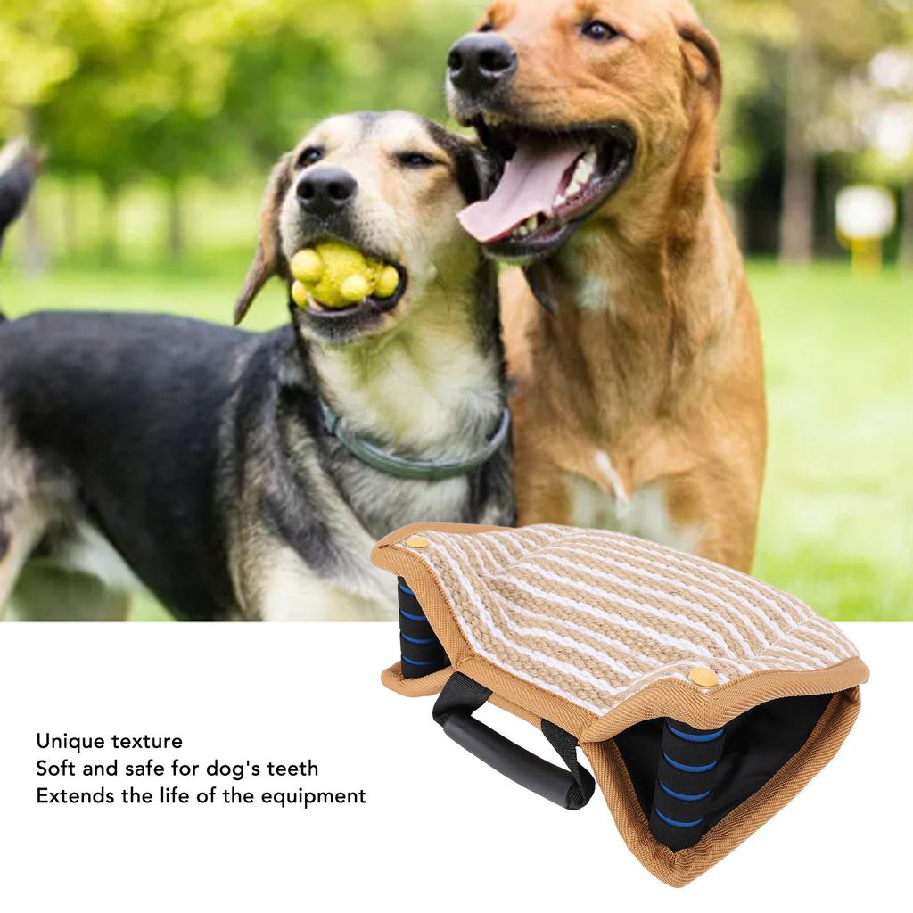 Dog Training Bite Pillow Tear Resistant Interactive Play Toy Jute Pad Dog Bite Sleeve Training Equipment with Handles