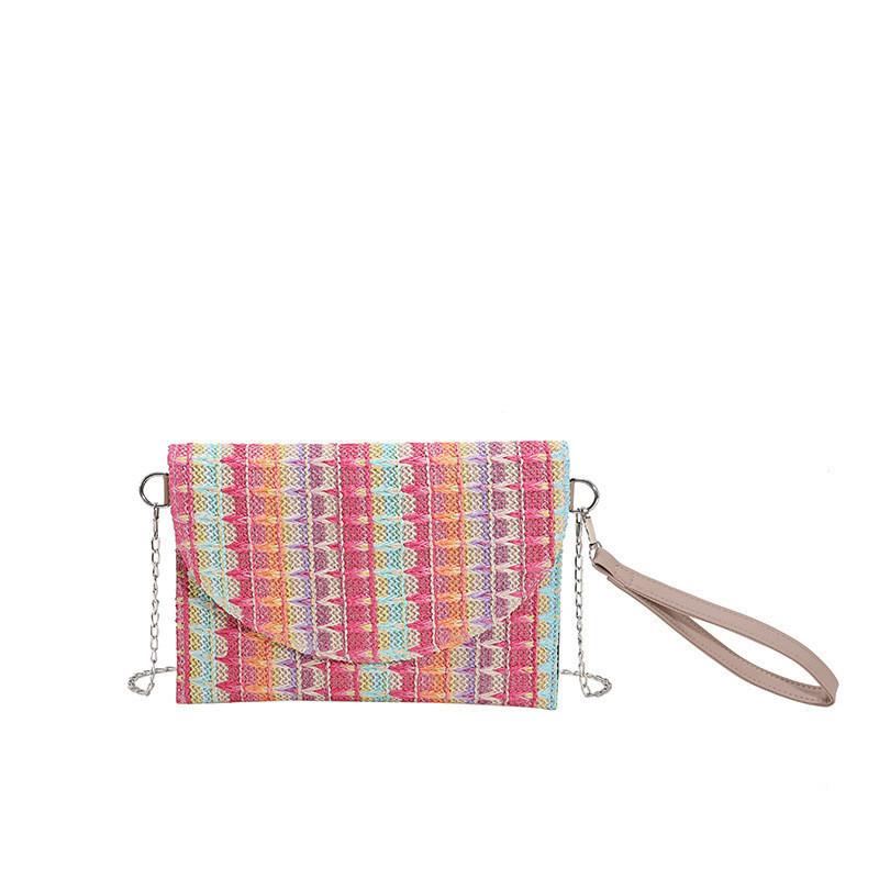 Trendy Shoulder Crossbody Bag 2024 Colorful Stripe Envelope Design For Stylish Everyday Use