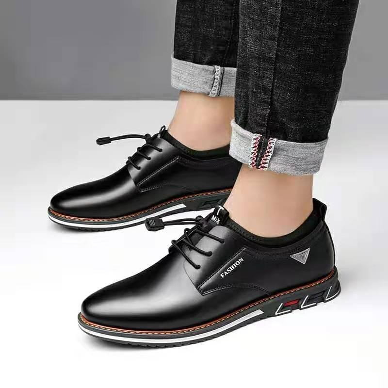 Men's Leather Shoes New Comfortable Dress Shoes Low Top Fashion Plus Size Business Casual Shoe Round Head Non Slip Shoes for Men