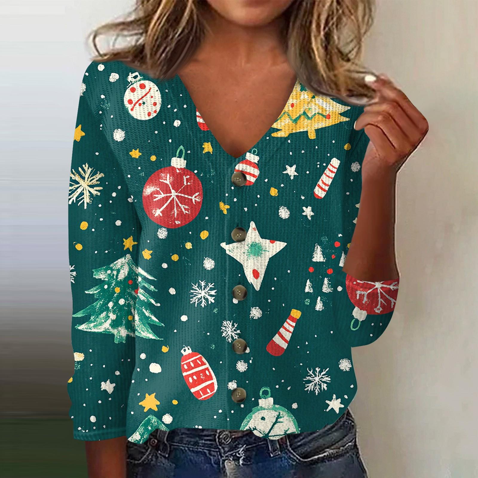 

Женская модная принтованная длинная рукава вязаный кардиган куртка на пуговицах XL