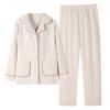 Coral fleece pajamas women's autumn and winter thickened fleece warm fat m plus size 55kg flannel loungewear set