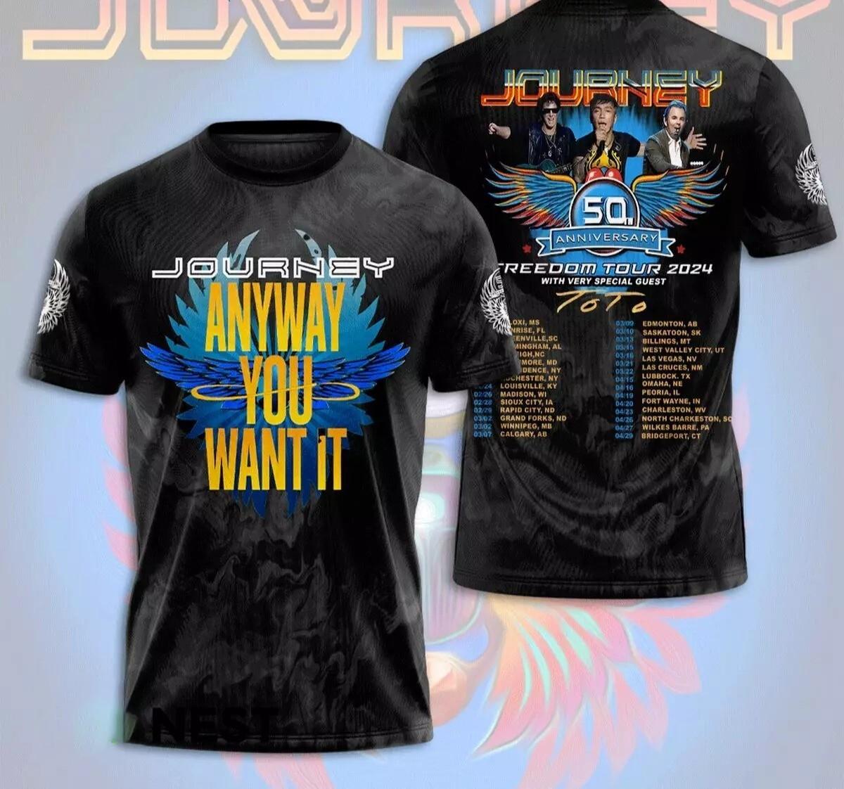 Journey Freedom Tour 2026 Anyway You Want It 3D T-shirt S to 5XL 2F1823 M